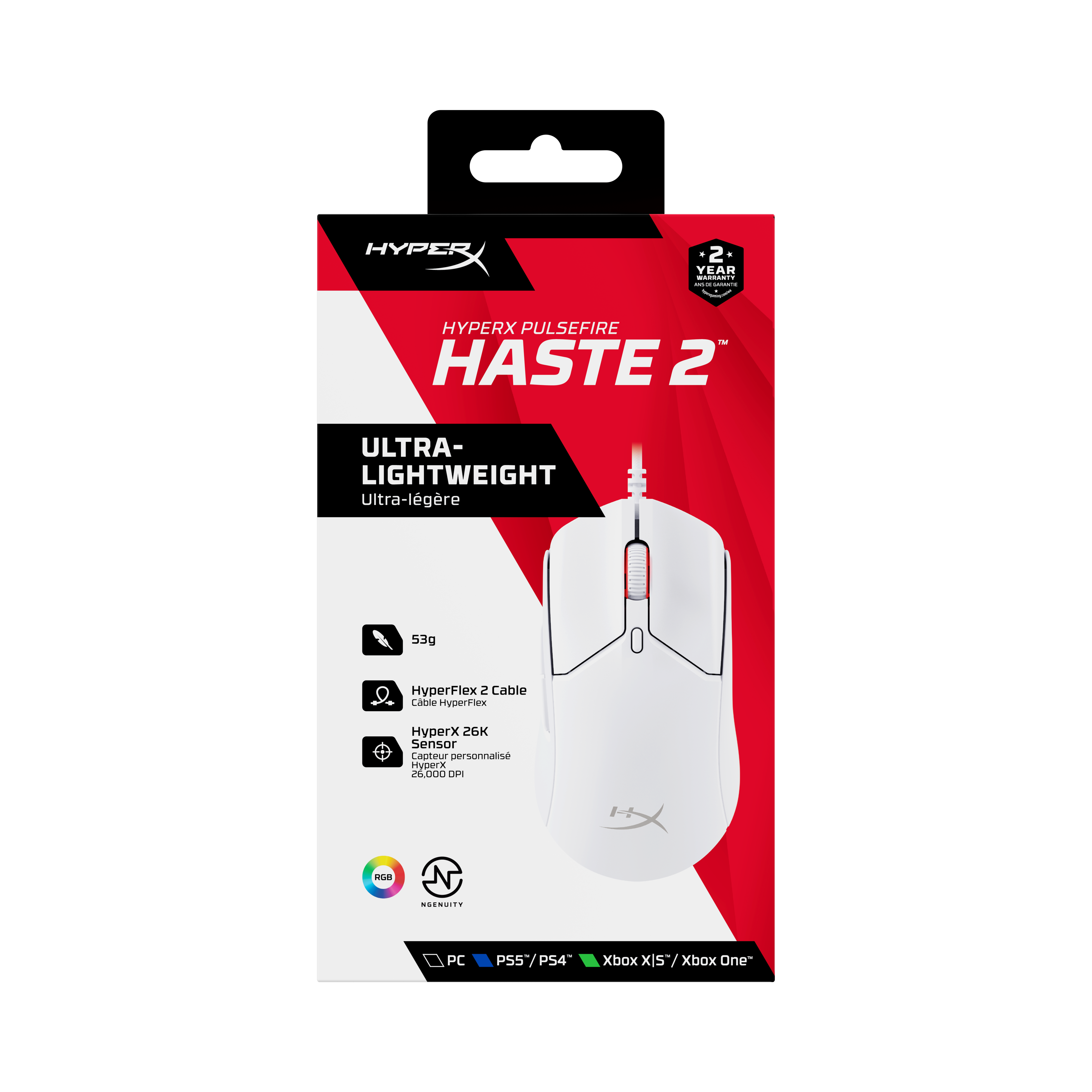 HyperX Pulsefire Haste (Blanc/Rose) - Souris PC - Garantie 3 ans LDLC